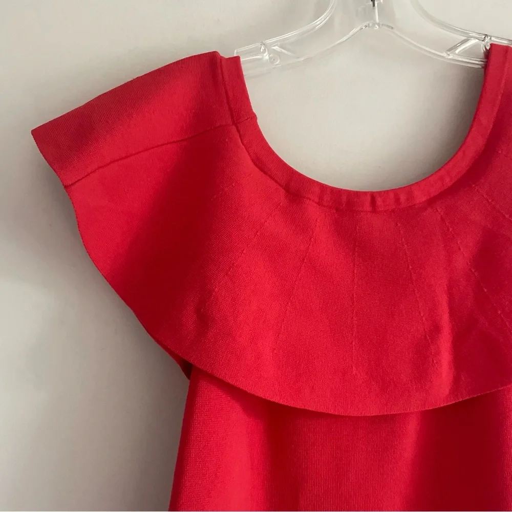 Women’s Red Ruffle Neck Top - Picture 2 of 8